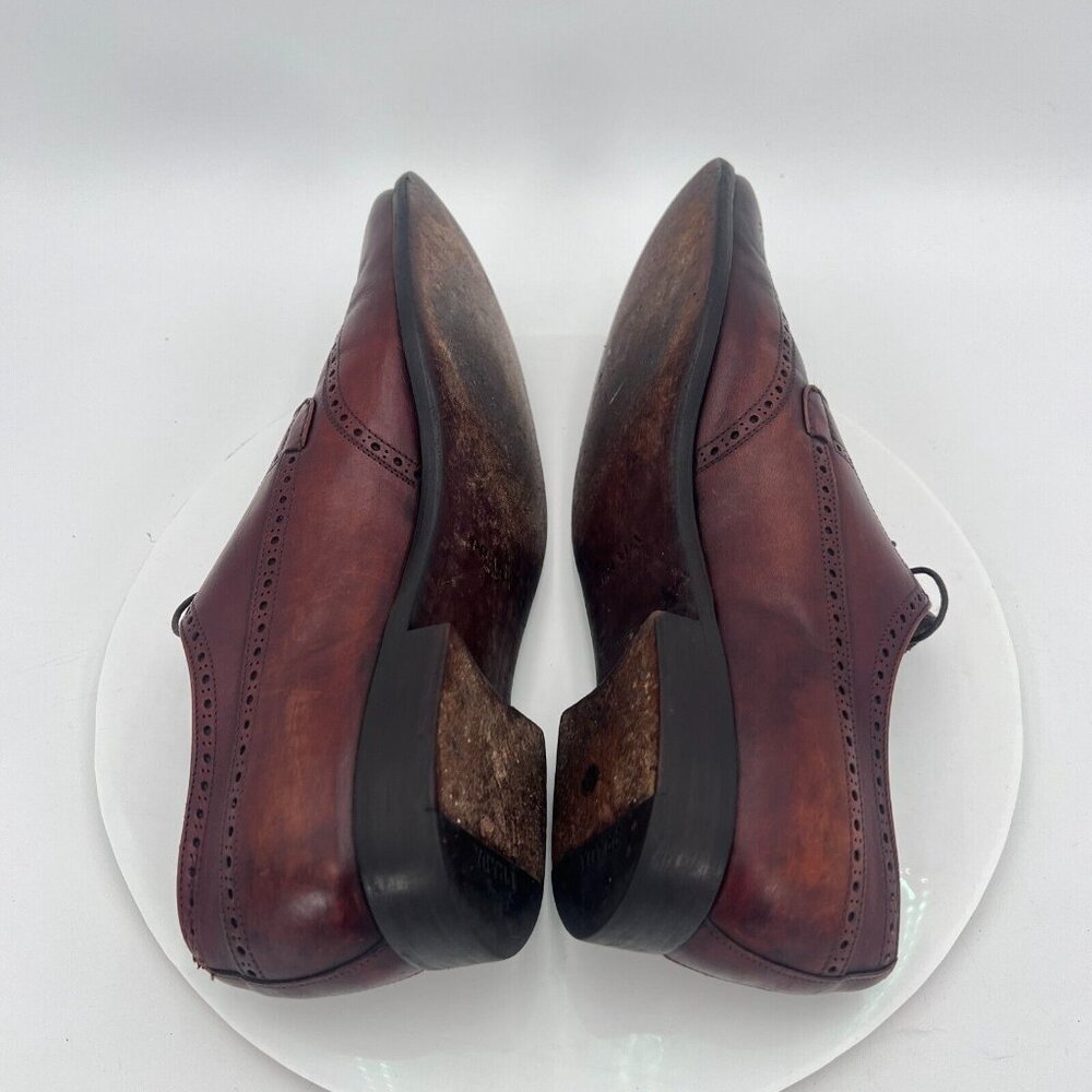 Prada Milano Men Size 9.5 Brown Perforated Leather Wingtip Derby Dress Shoes - Picture 8 of 16